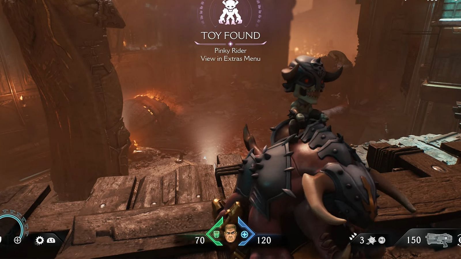 Pink Rider Toy in Doom The Dark Ages (Image via Bethesda || YouTube/@BackseatGuides)